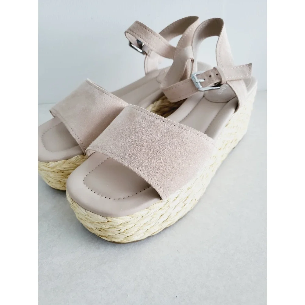 Marc Fisher Platform Espadrille Sandals Blush Strappy Dressy Casual 11M